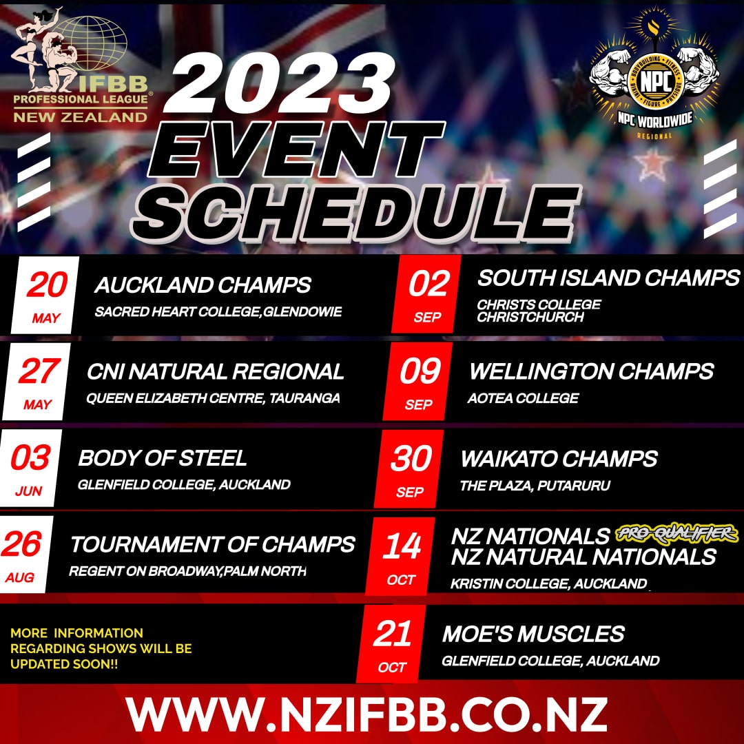 CALENDAR IFBB PRO LEAGUE NEW ZEALAND